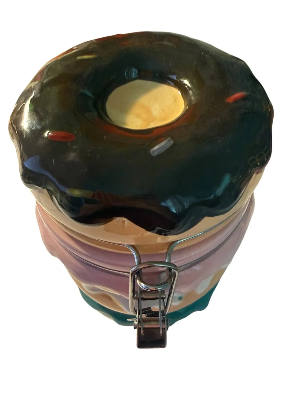 Donut Sprinkle Stack Ceramic Kitchen Snack Storage Coffee Bar K Cup Canister